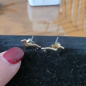 Gold Dachshund Stud Earrings